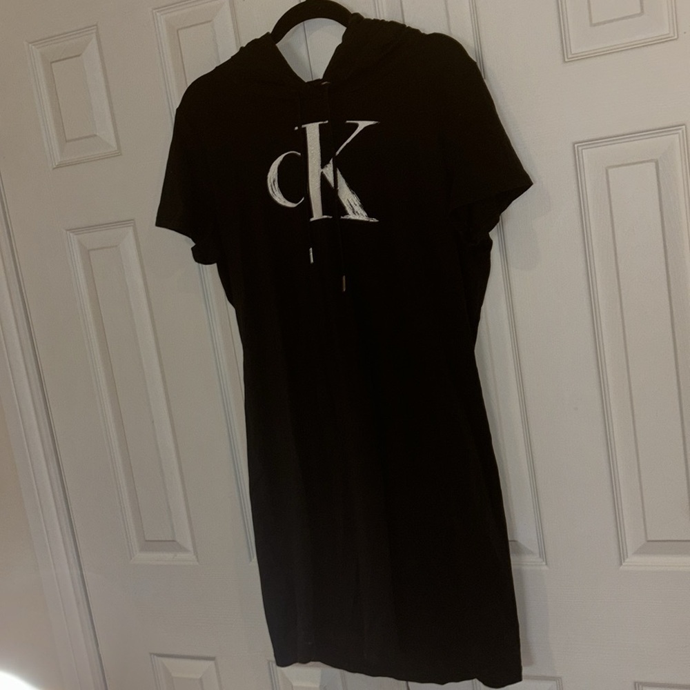 Calvin Klein shortsleeve logo hoodie  dress Sz XL - Picture 4 of 13